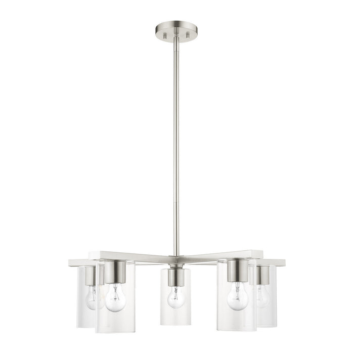 Five Light Chandelier from the Zurich collection in Brushed Nickel finish