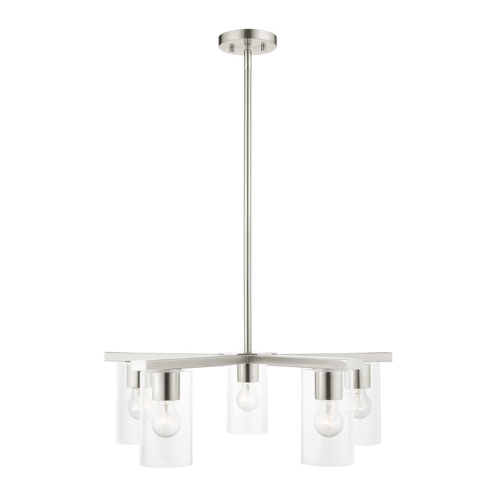 Five Light Chandelier from the Zurich collection in Brushed Nickel finish