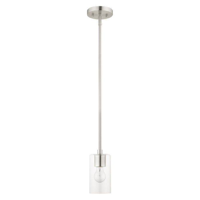 One Light Pendant from the Zurich collection in Brushed Nickel finish