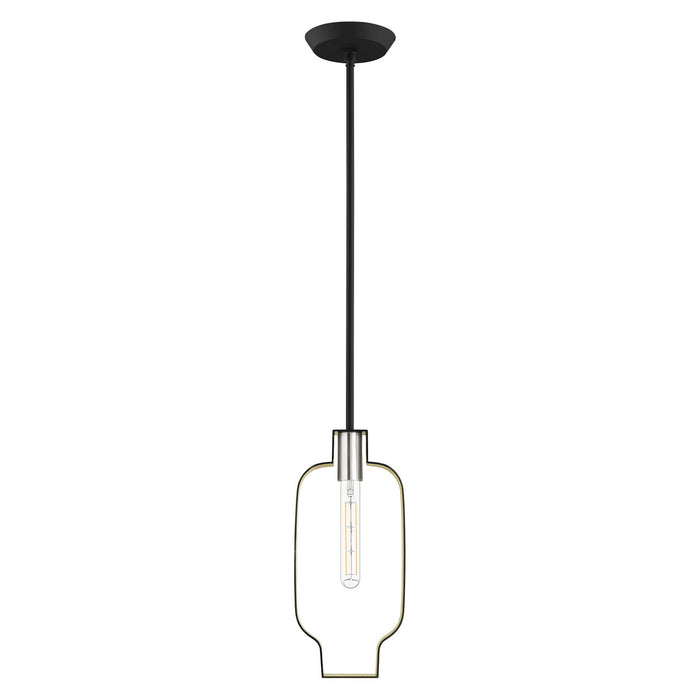 One Light Pendant from the Meadowbrook collection in Black with Brushed Nickel Accents finish
