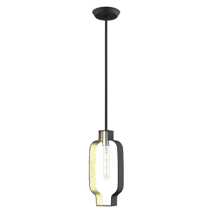 One Light Pendant from the Meadowbrook collection in Black with Brushed Nickel Accents finish