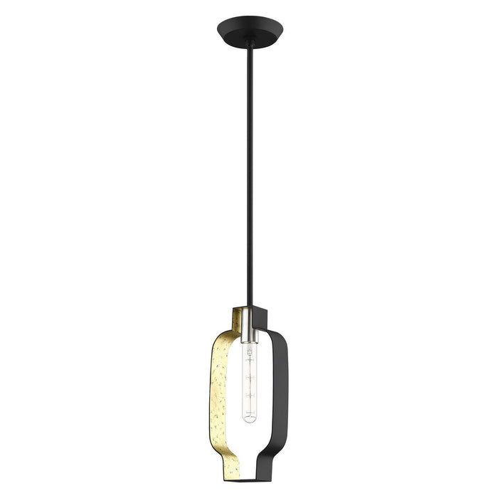 One Light Pendant from the Meadowbrook collection in Black with Brushed Nickel Accents finish