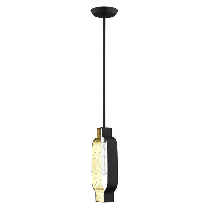One Light Pendant from the Meadowbrook collection in Black with Brushed Nickel Accents finish