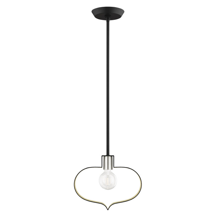 One Light Pendant from the Meadowbrook collection in Black with Brushed Nickel Accents finish