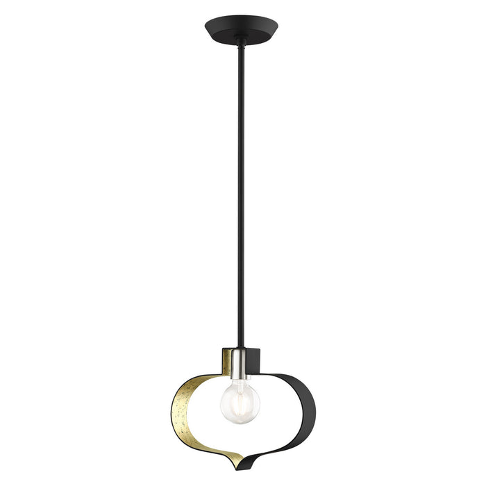 One Light Pendant from the Meadowbrook collection in Black with Brushed Nickel Accents finish