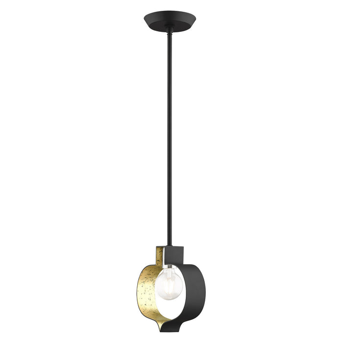 One Light Pendant from the Meadowbrook collection in Black with Brushed Nickel Accents finish