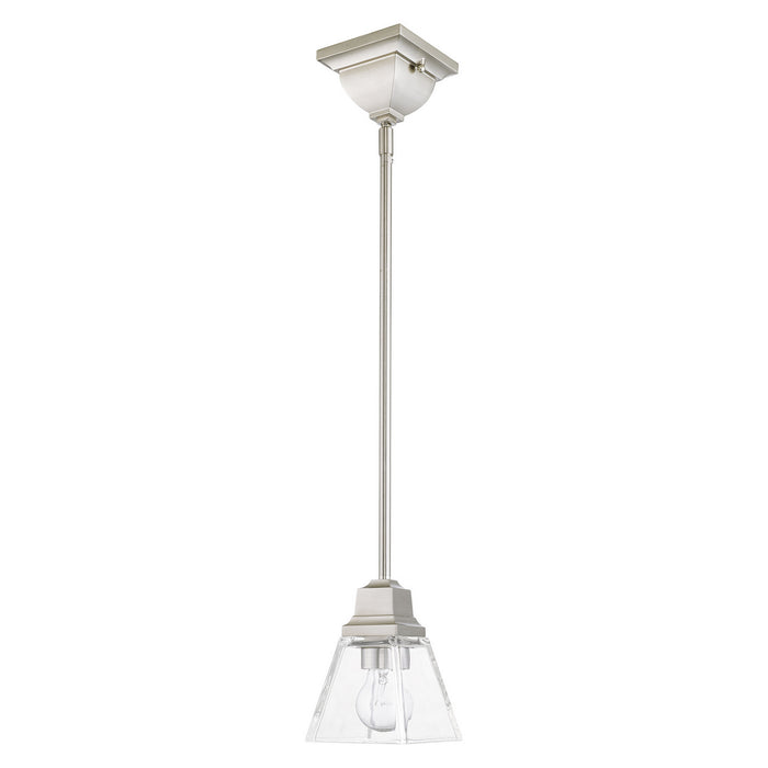 One Light Pendant from the Mission collection in Brushed Nickel finish