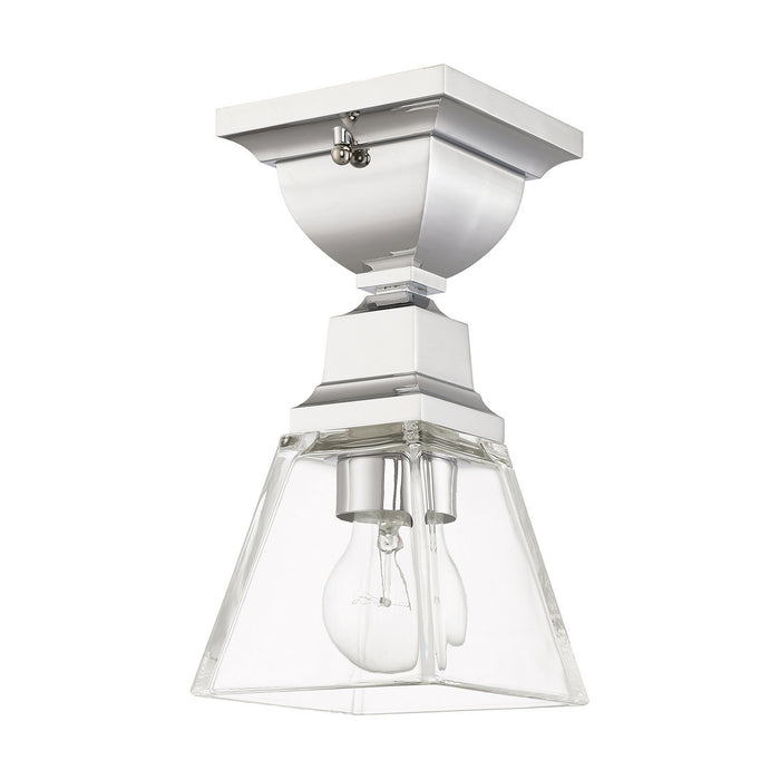 One Light Flush Mount from the Mission collection in Polished Chrome finish