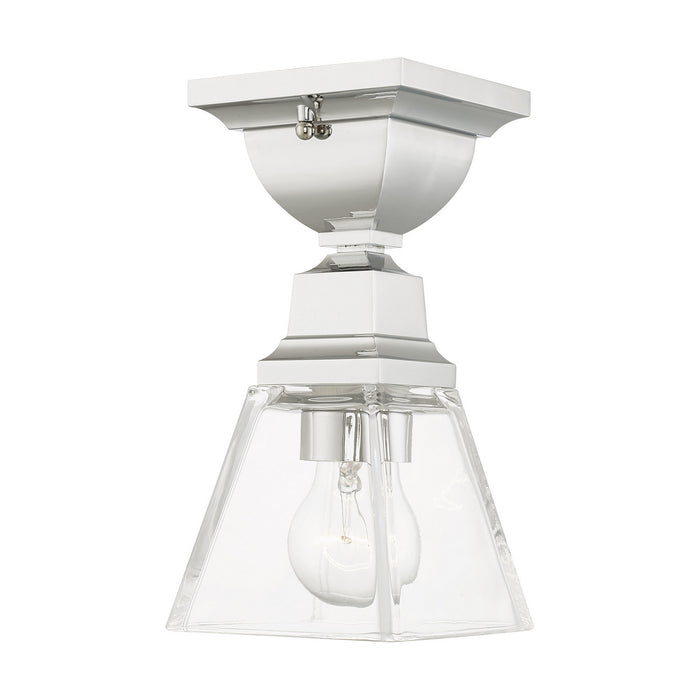 One Light Flush Mount from the Mission collection in Polished Chrome finish
