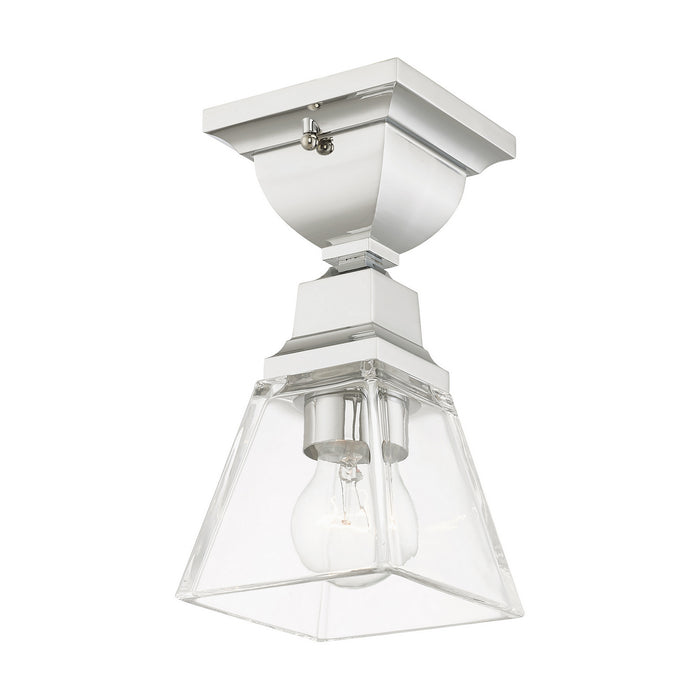 One Light Flush Mount from the Mission collection in Polished Chrome finish