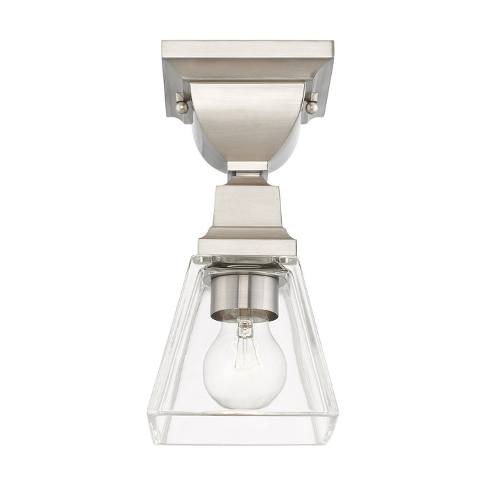 One Light Flush Mount from the Mission collection in Brushed Nickel finish