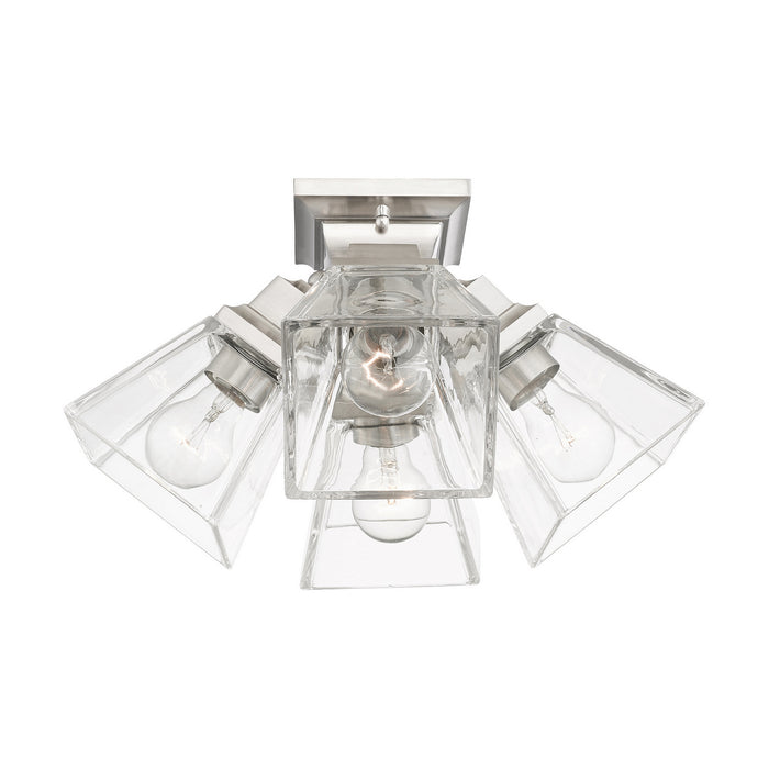 Four Light Flush Mount from the Mission collection in Brushed Nickel finish