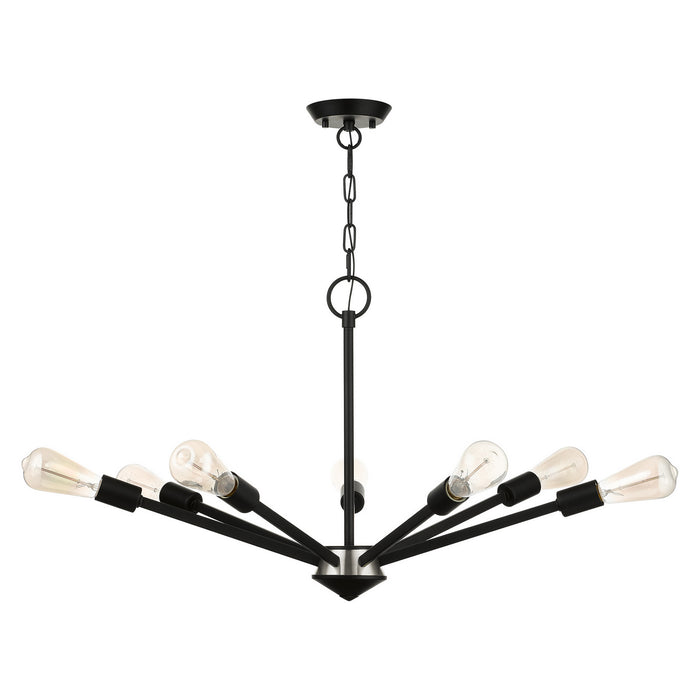 Seven Light Chandelier from the Prague collection in Black with Brushed Nickel Accents finish