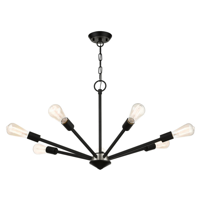 Seven Light Chandelier from the Prague collection in Black with Brushed Nickel Accents finish