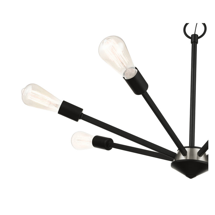 Seven Light Chandelier from the Prague collection in Black with Brushed Nickel Accents finish