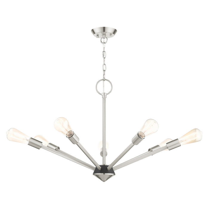 Seven Light Chandelier from the Prague collection in Brushed Nickel with Black Accents finish