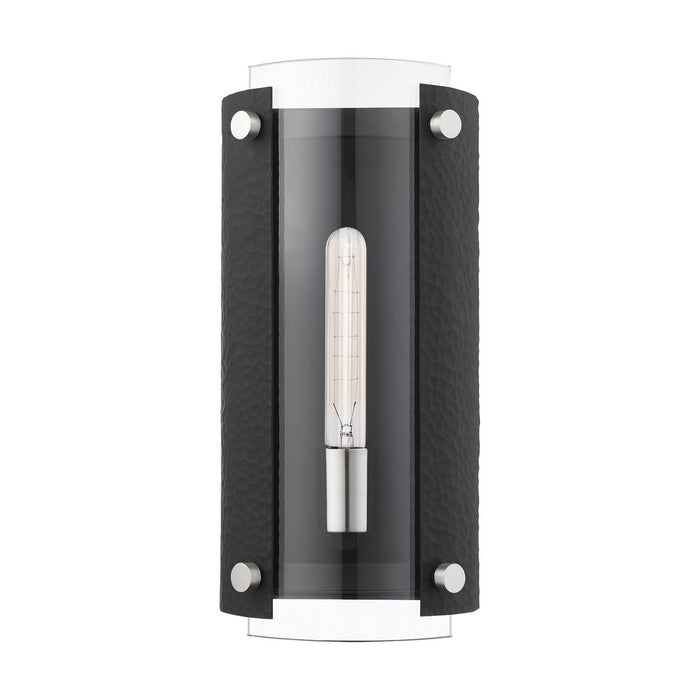 One Light Wall Sconce from the Barcelona collection in Black with Brushed Nickel Accents finish
