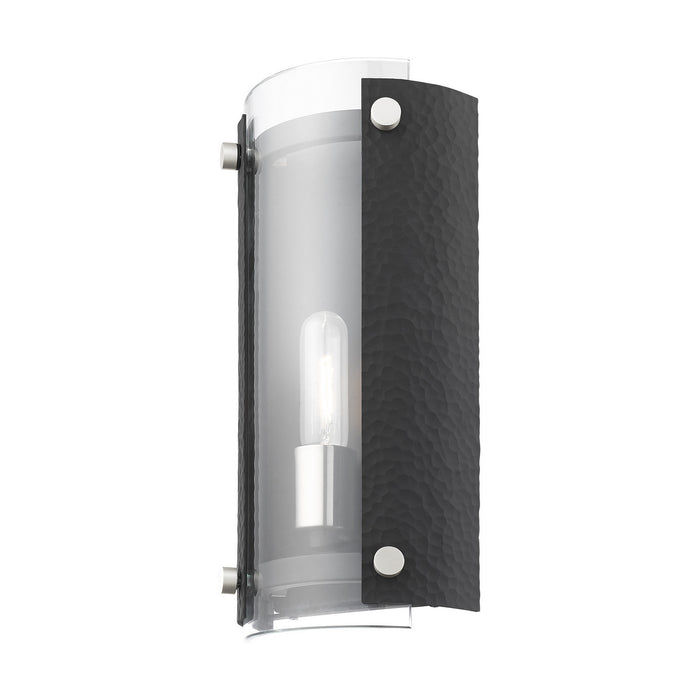 One Light Wall Sconce from the Barcelona collection in Black with Brushed Nickel Accents finish