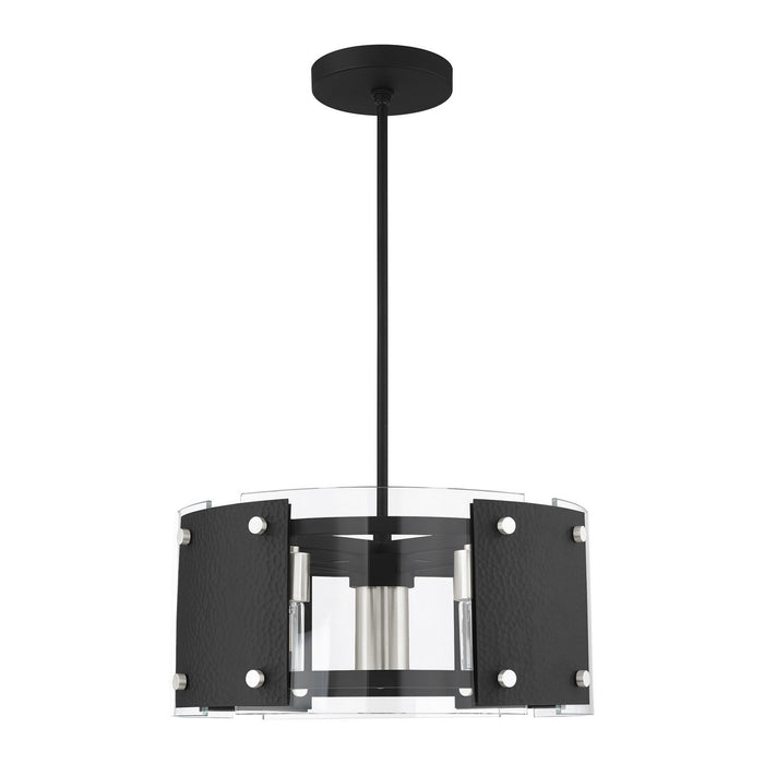 Seven Light Chandelier from the Barcelona collection in Black with Brushed Nickel Accents finish