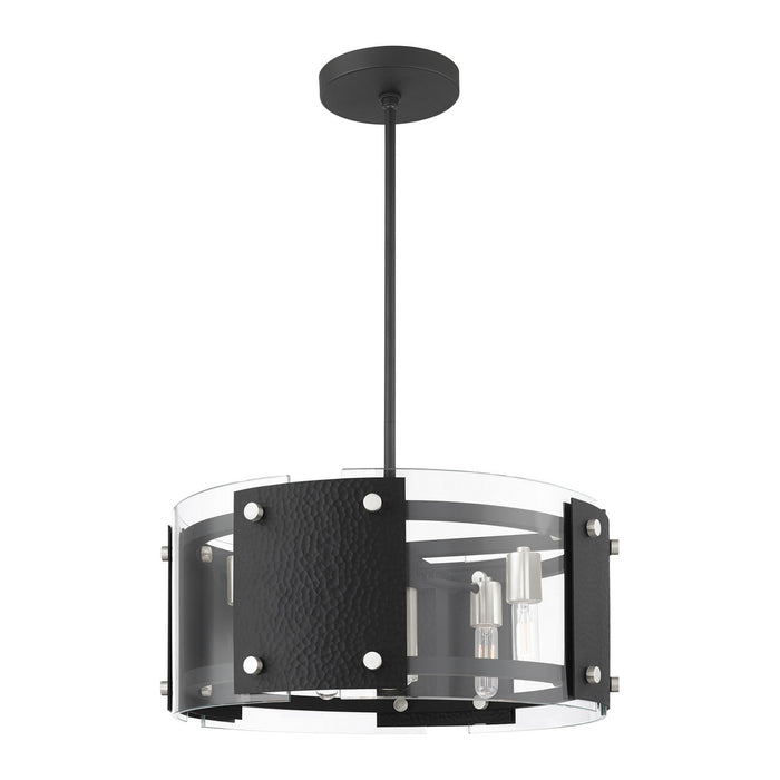Seven Light Chandelier from the Barcelona collection in Black with Brushed Nickel Accents finish