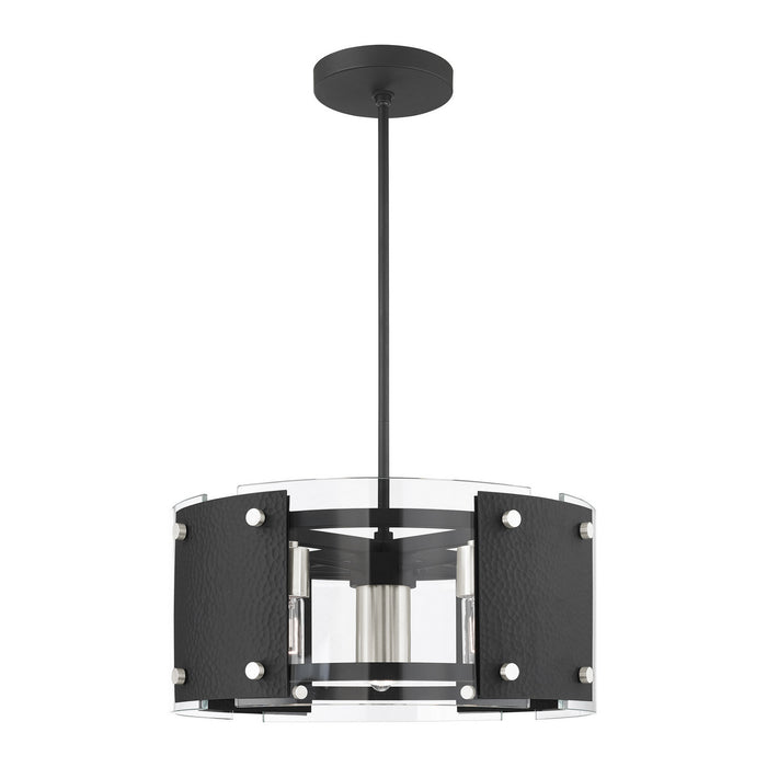 Seven Light Chandelier from the Barcelona collection in Black with Brushed Nickel Accents finish