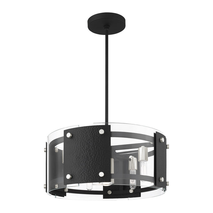 Seven Light Chandelier from the Barcelona collection in Black with Brushed Nickel Accents finish