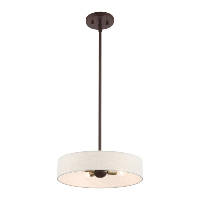 Four Light Pendant from the Venlo collection in Bronze with Antique Brass Accents finish