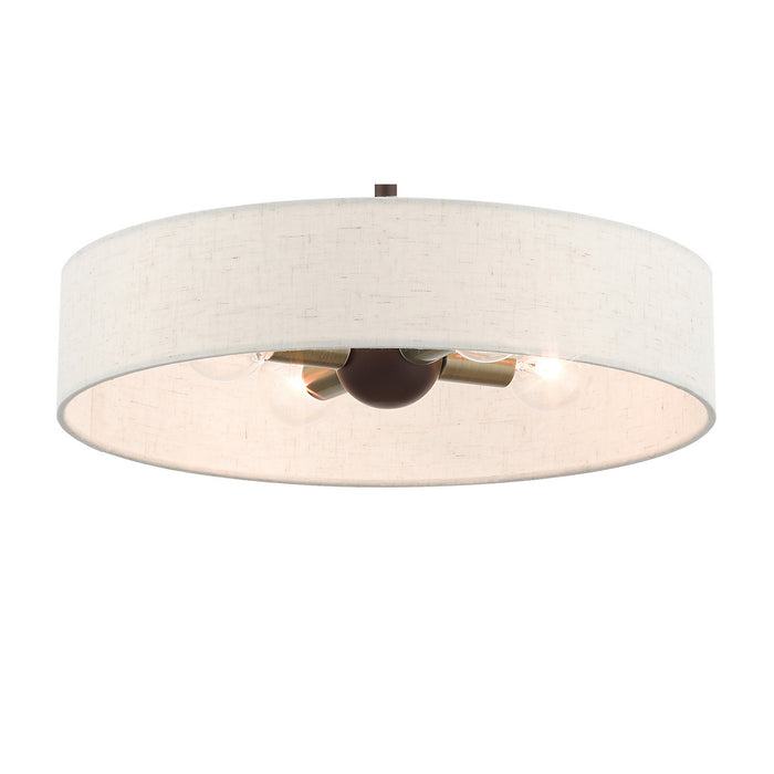 Four Light Pendant from the Venlo collection in Bronze with Antique Brass Accents finish