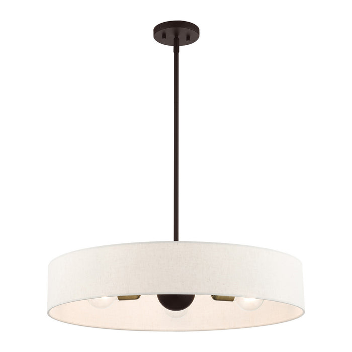Five Light Pendant from the Venlo collection in Bronze with Antique Brass Accents finish