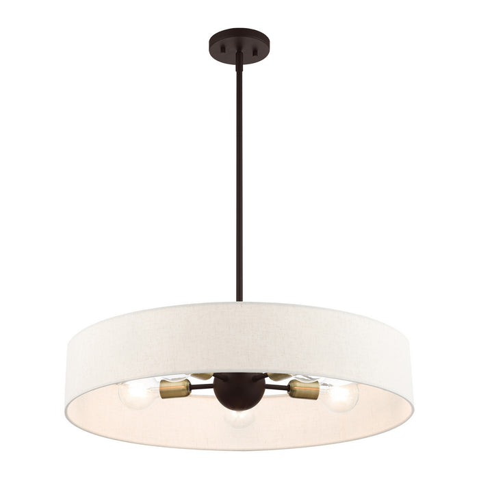 Five Light Pendant from the Venlo collection in Bronze with Antique Brass Accents finish