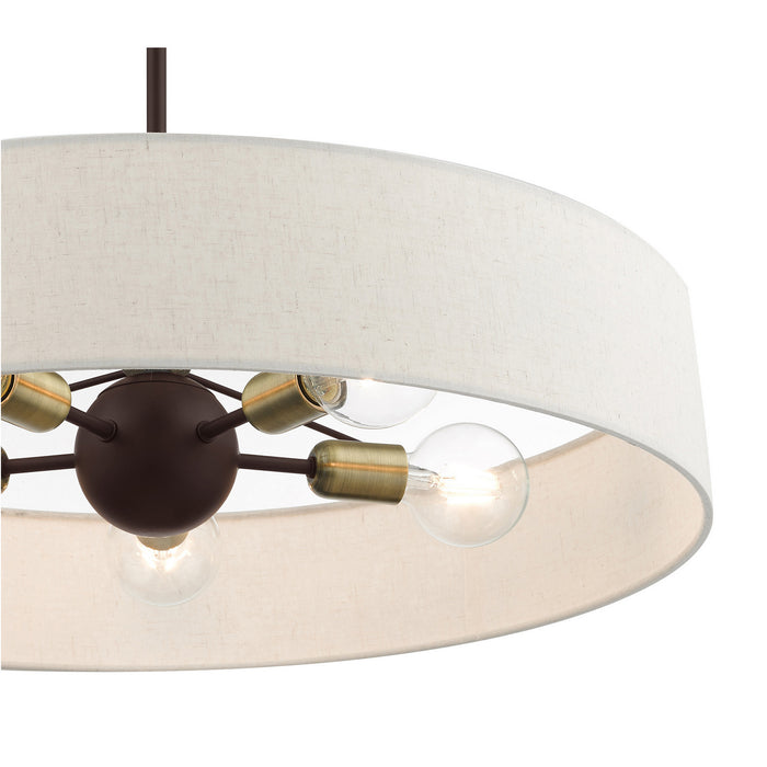 Five Light Pendant from the Venlo collection in Bronze with Antique Brass Accents finish