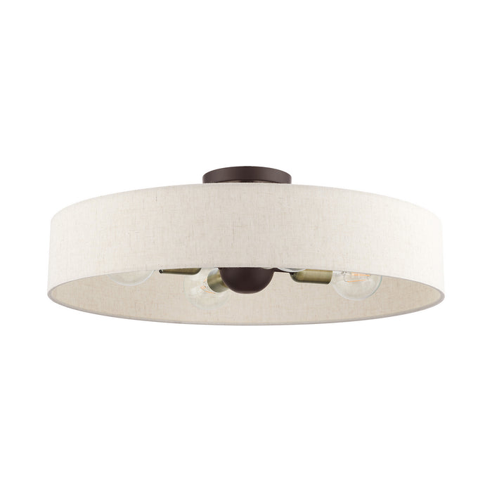 Four Light Semi Flush Mount from the Venlo collection in Bronze with Antique Brass Accents finish