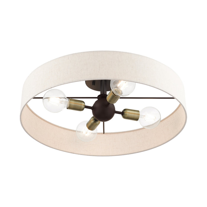 Four Light Semi Flush Mount from the Venlo collection in Bronze with Antique Brass Accents finish