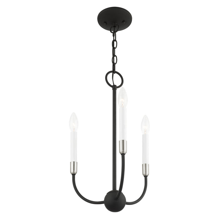 Three Light Chandelier from the Clairmont collection in Black with Brushed Nickel Accents finish