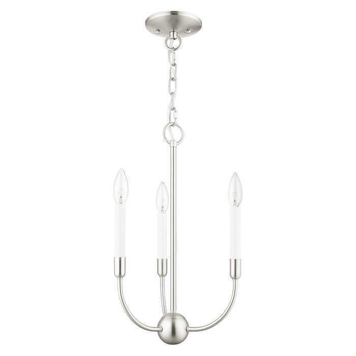 Three Light Chandelier from the Clairmont collection in Brushed Nickel finish
