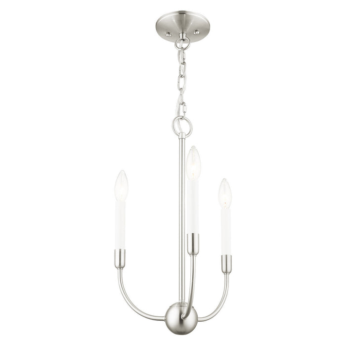 Three Light Chandelier from the Clairmont collection in Brushed Nickel finish