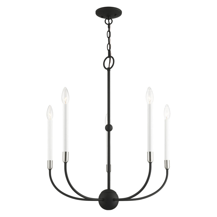 Five Light Chandelier from the Clairmont collection in Black with Brushed Nickel Accents finish