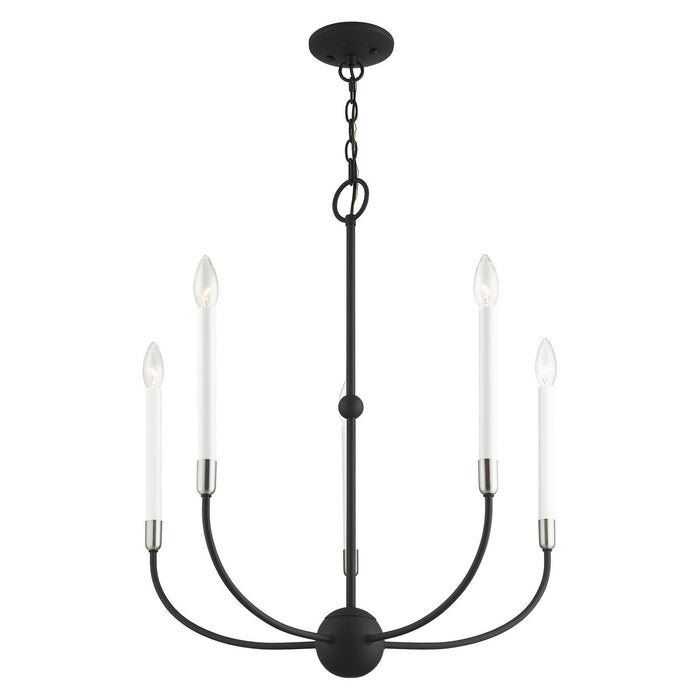 Five Light Chandelier from the Clairmont collection in Black with Brushed Nickel Accents finish