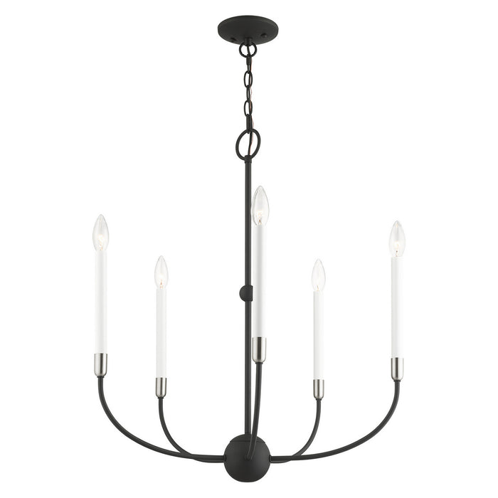 Five Light Chandelier from the Clairmont collection in Black with Brushed Nickel Accents finish