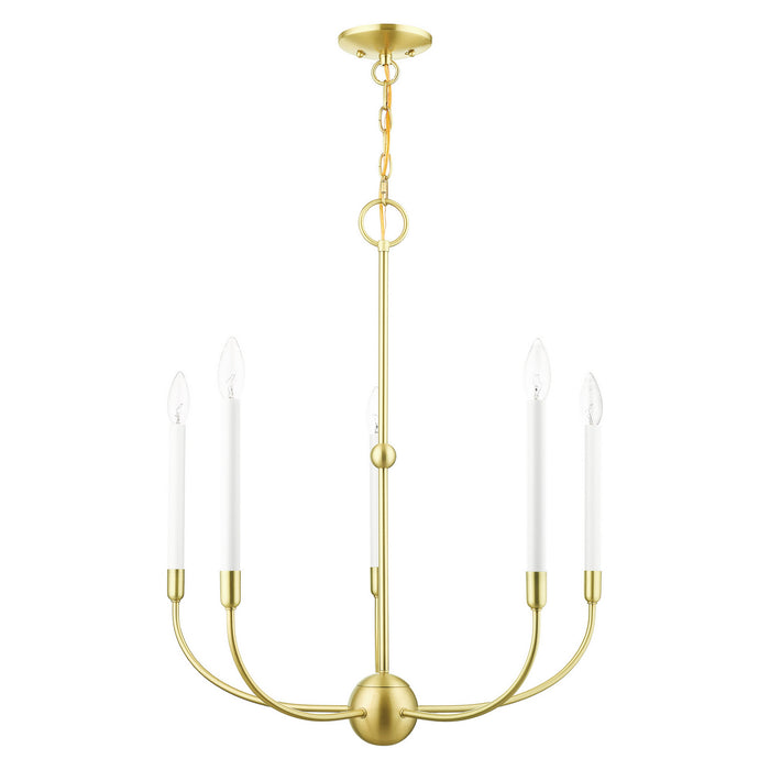 Five Light Chandelier from the Clairmont collection in Satin Brass finish
