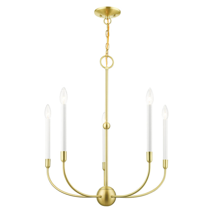Five Light Chandelier from the Clairmont collection in Satin Brass finish
