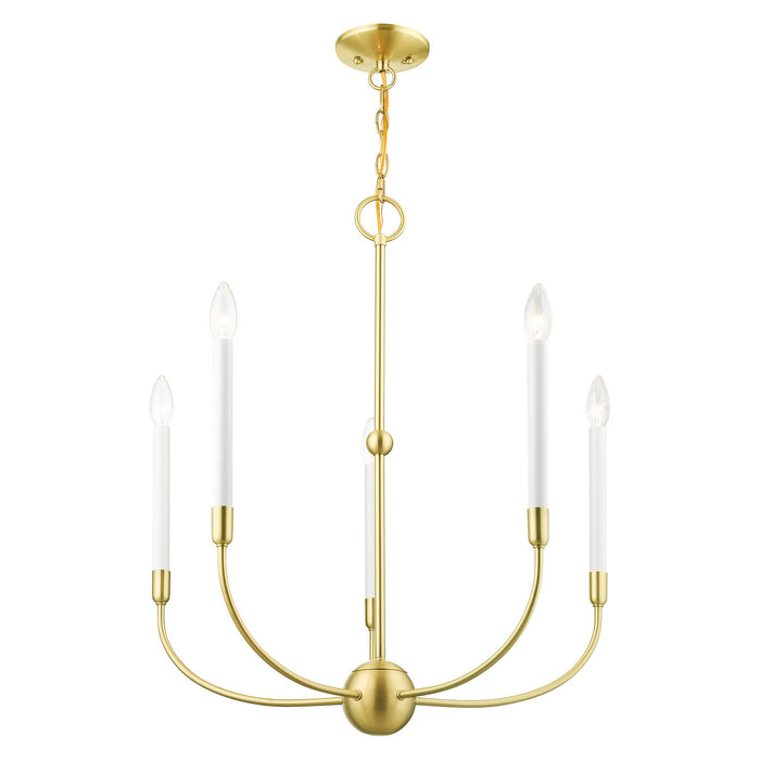 Five Light Chandelier from the Clairmont collection in Satin Brass finish