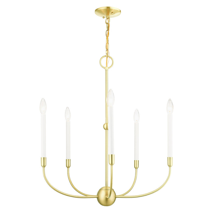 Five Light Chandelier from the Clairmont collection in Satin Brass finish