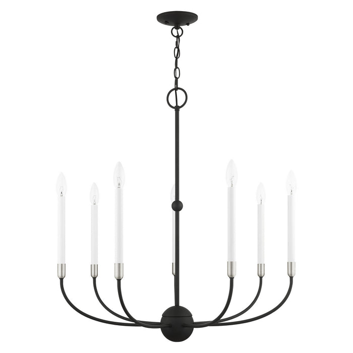 Seven Light Chandelier from the Clairmont collection in Black with Brushed Nickel Accents finish