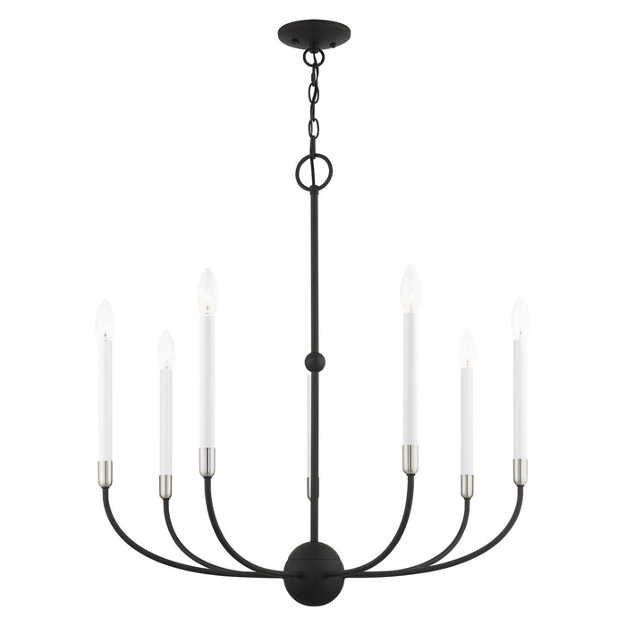 Seven Light Chandelier from the Clairmont collection in Black with Brushed Nickel Accents finish