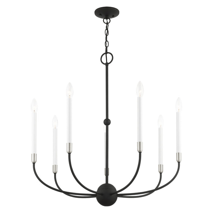 Seven Light Chandelier from the Clairmont collection in Black with Brushed Nickel Accents finish