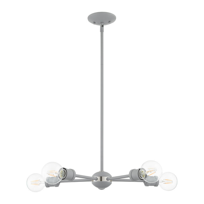 Five Light Chandelier from the Lansdale collection in Nordic Gray with Brushed Nickel Accents finish