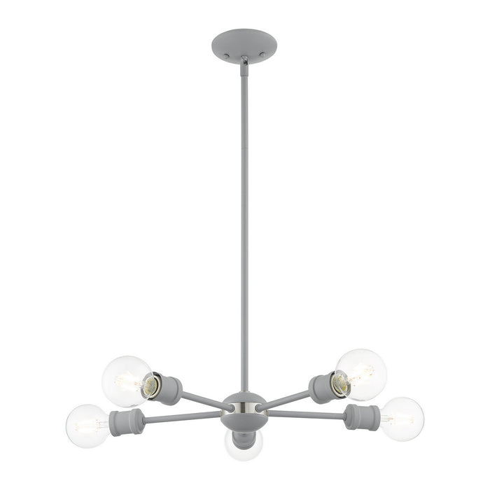 Five Light Chandelier from the Lansdale collection in Nordic Gray with Brushed Nickel Accents finish