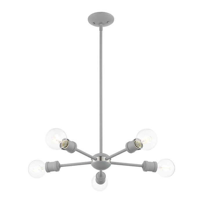 Five Light Chandelier from the Lansdale collection in Nordic Gray with Brushed Nickel Accents finish