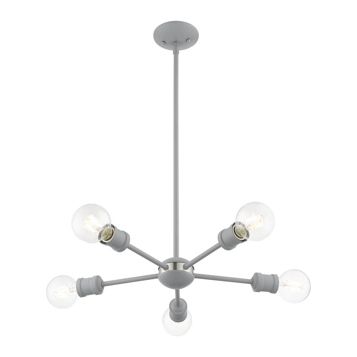 Five Light Chandelier from the Lansdale collection in Nordic Gray with Brushed Nickel Accents finish